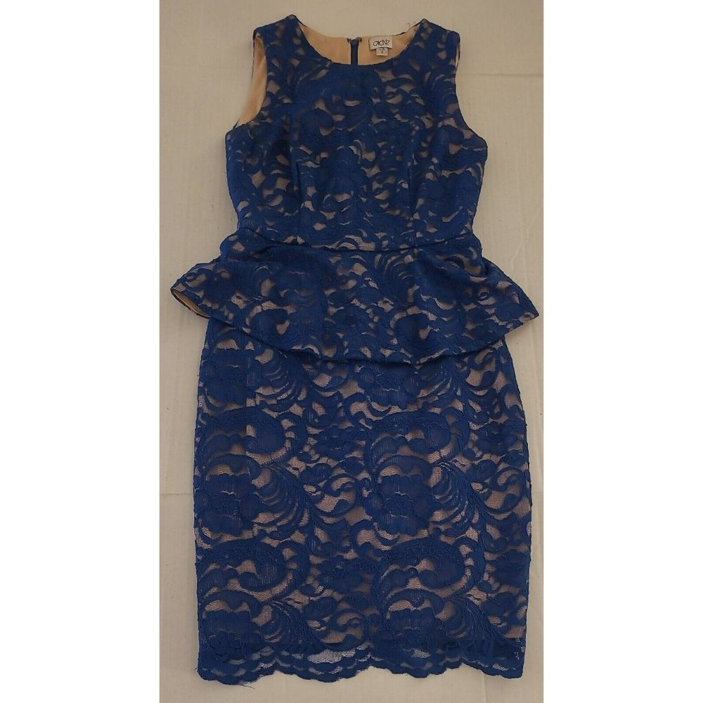 Cache Womens Blue Floral Flower Dress - Petite 0